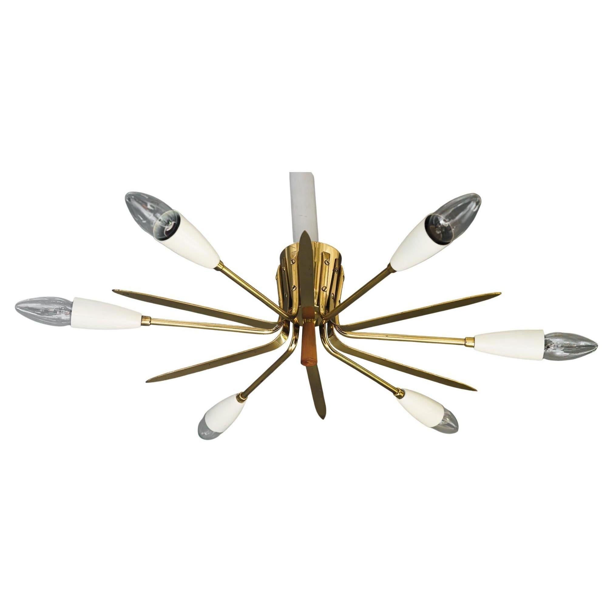 2x plafonniers Spoutnik conçus par Rupert Nikoll, Vienne, 1950 en vente