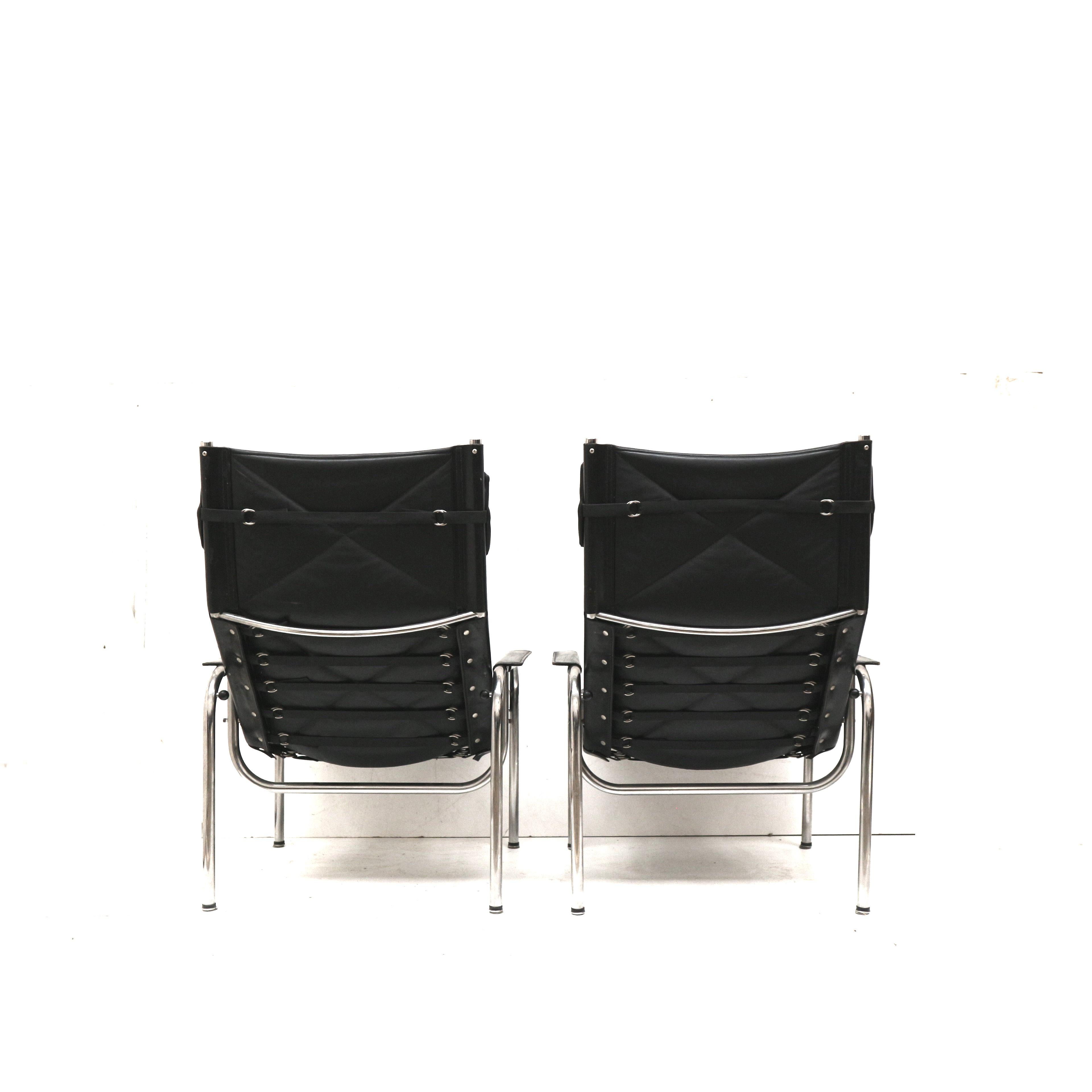 2x Fauteuil vintage en cuir noir de Strässle HE1106 conçu par Hans Eichenberger en vente 10
