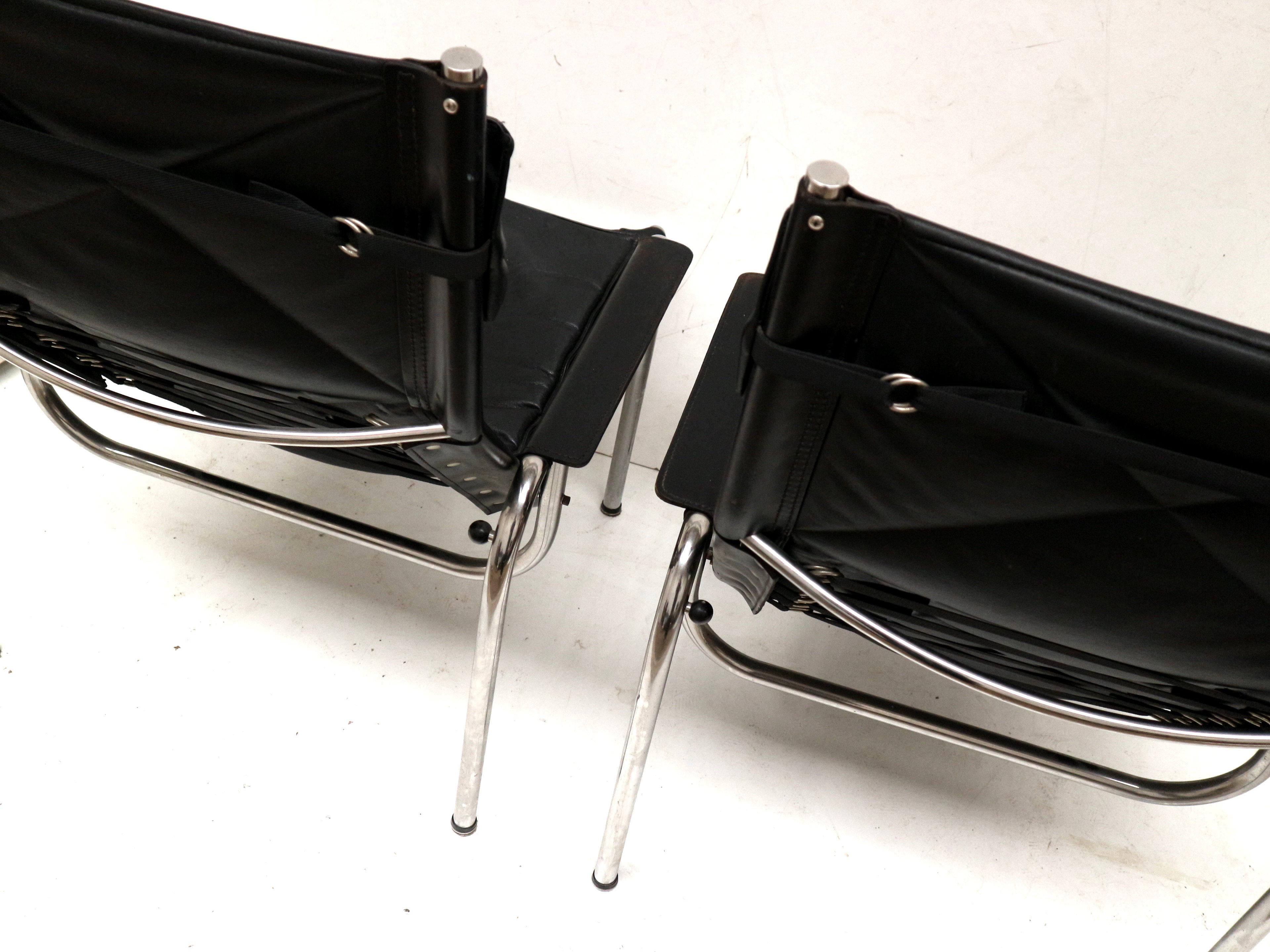 2x Fauteuil vintage en cuir noir de Strässle HE1106 conçu par Hans Eichenberger en vente 11
