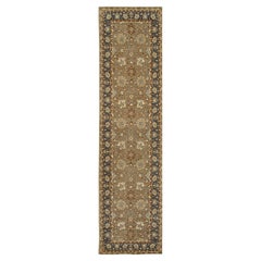 2x10 Gray Hand-Knotted Wool Floral Bordered Field Classic Traditional Carpet Rug