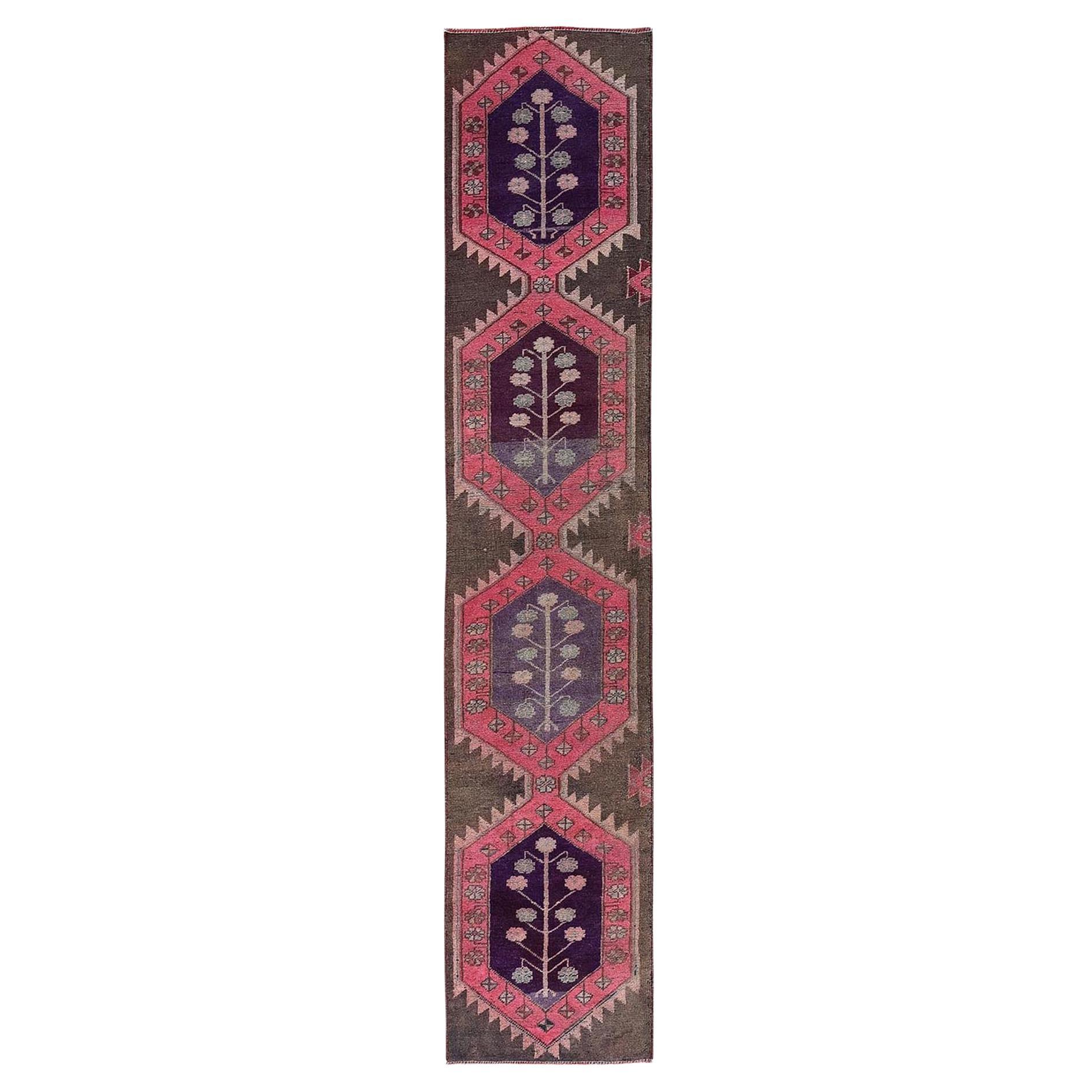 2'x11' Rouge Pink Vintage Northwest Persian Hand Knotted Pure Wool Runner Rug