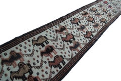 2'x19' Antique Turkish Oushak Runner Fine weaved Hereke Raised Pile Animal