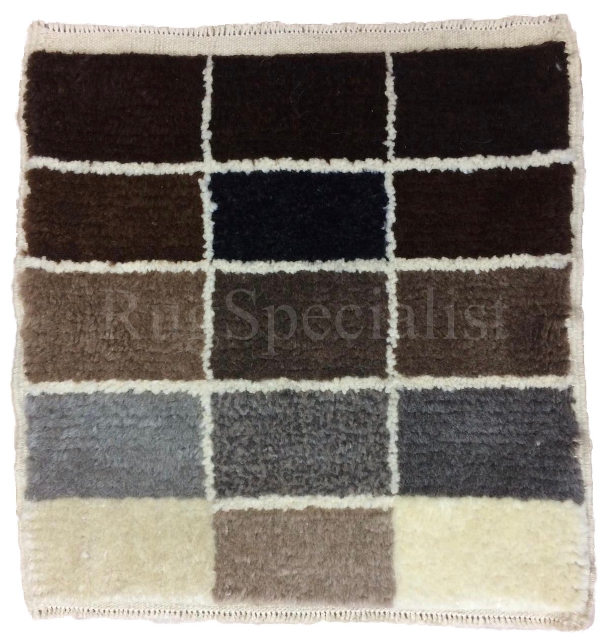 2x2 Ft Natural Un-Dyed Wool "Tulu" Sample Rug & Wool Sample Yarns For Sale