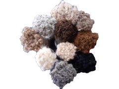 2x2 Ft Natural Undyed Wool "Tulu" Moroccan Rug Sample & Wool Yarns. Poms