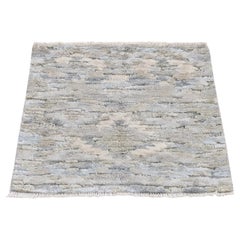 2'x2' Gin Grün, Pastell Collection Wolle und Seide Handgeknüpfter Quadratischer Teppich