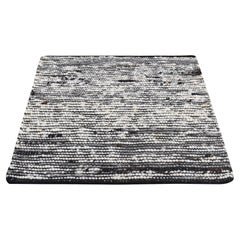 2'x2' Elfenbein, 100% Wolle, Looping und ungeschnittener Flor, handgewobener Quadrat-Teppich