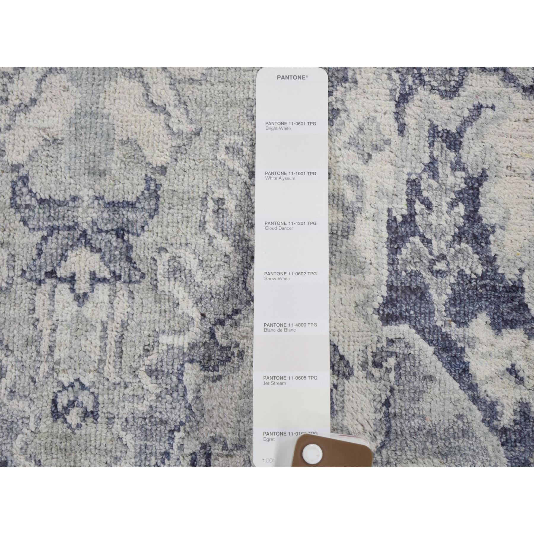 Modern 2'x2' Sampler Pure Silk With Textured Wool Hand Knotted Oriental Rug For Sale