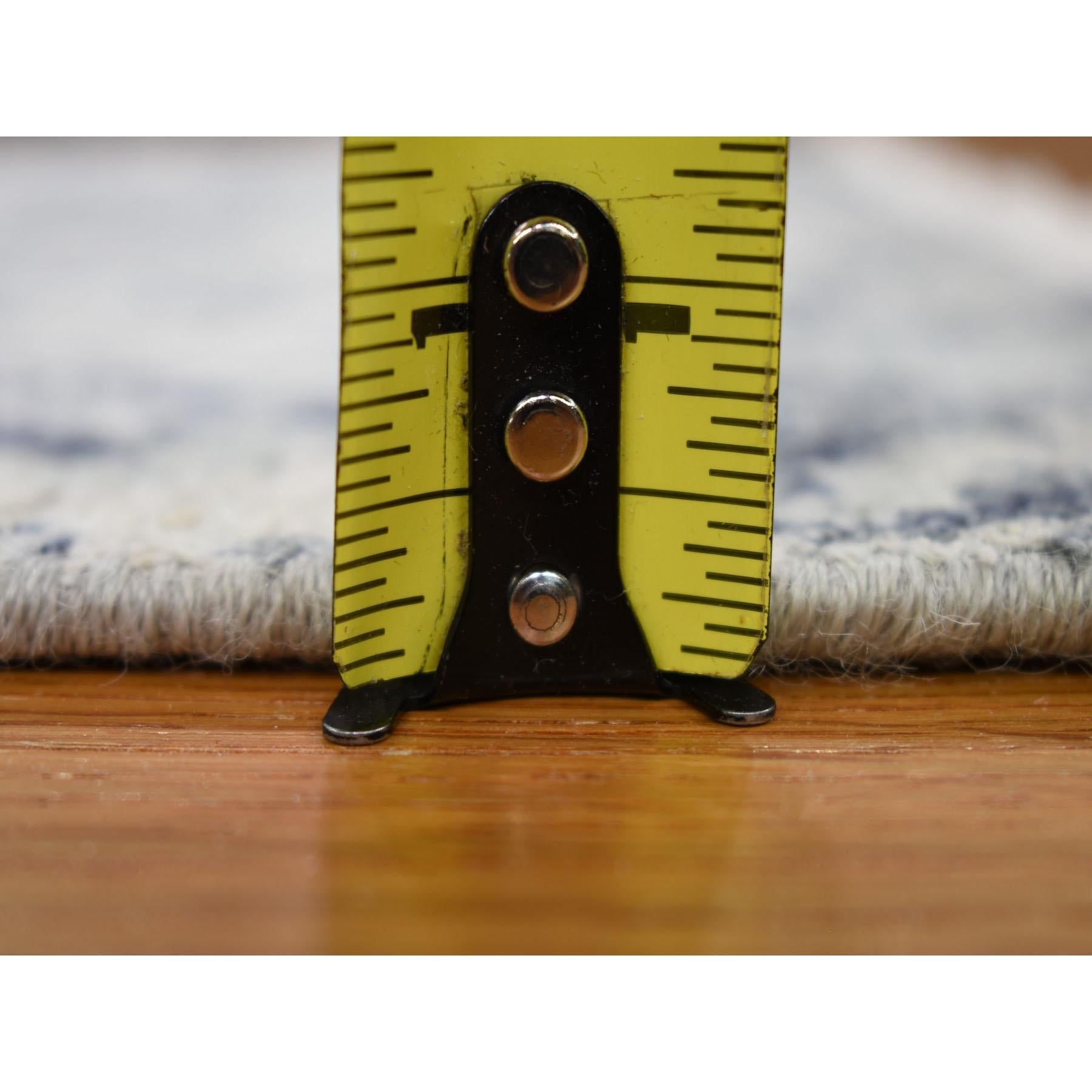 Indian 2'x2' Sampler Pure Silk With Textured Wool Hand Knotted Oriental Rug For Sale