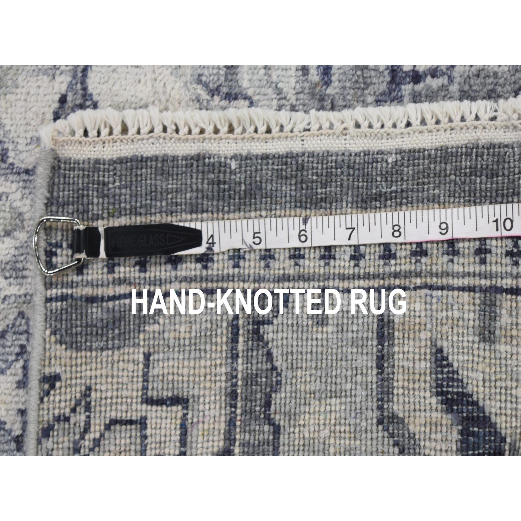 Hand-Knotted 2'x2' Sampler Pure Silk With Textured Wool Hand Knotted Oriental Rug For Sale