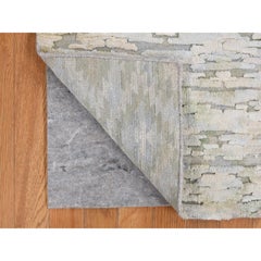 2'x2' Shades of Beige Sample Fragment Luxurious Plush Silk with Wool Rug