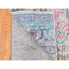2'x2' White, Modern Design, Silk with Wool, Hand Knotted, Sample Mat Rug