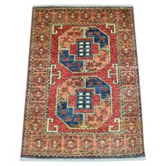 2'x2'10" Rouge brique avec Design Pieds d'éléphant Pure Laine Tapis noué à la main