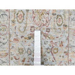 2'x2'10" Gray Hand Knotted Ziegler Mahal Design Pure Wool Zero Pile Mat Rug