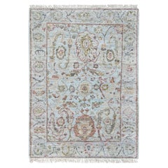 2'x2'10" Gray Hand Knotted Ziegler Mahal Design Pure Wool Zero Pile Mat Rug