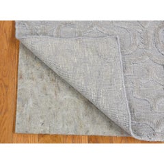 2'x2'10" Gray Modern Design Silk with Textured Wool Hand Knotted Oriental Rug