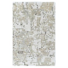 2'x2'10" Green Wool and Silk Modern Abstract Design 100 KPSI Hand Knotted Rug