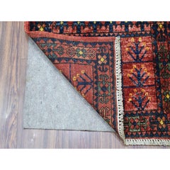 2'x2'10" Rouge Pure Laine Afghan Ersari Tribal Design Hand Knots Rugs Orientaux