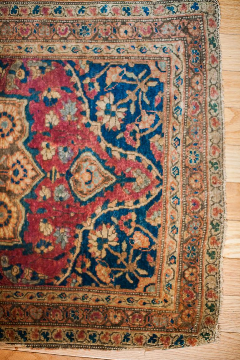 Hand-Knotted Small Antique Farahan Rug For Sale