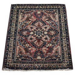 2'x2'6" Blush Red Antiker persischer Sarouk 100% Wolle Handgeknüpfter Mat Orientalischer Teppich