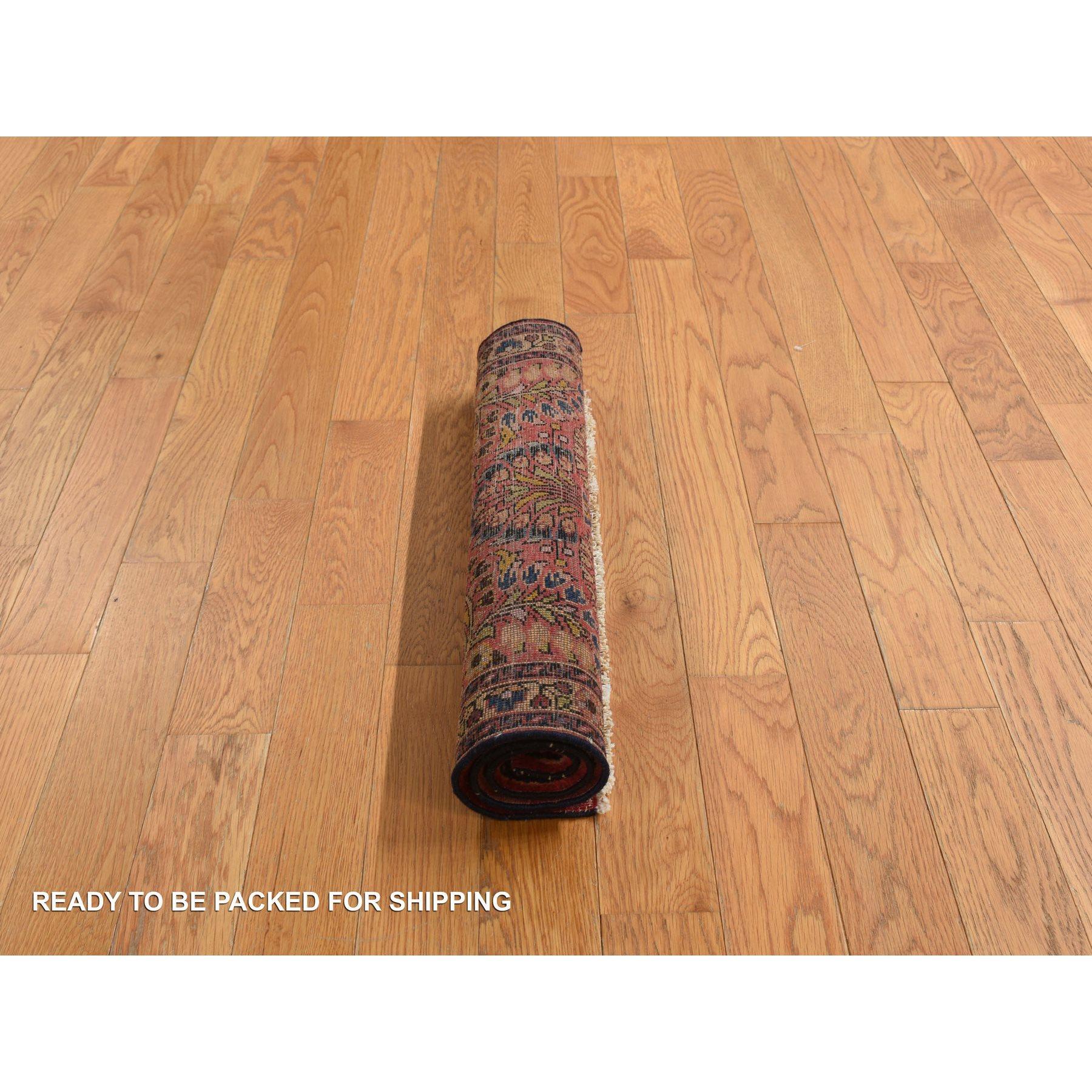 Alfombra Limpia de Pura Lana Anudada a Mano Persa Antigua Sarouk Rojo Jalapeno 2'x2'6 Anudado a mano en venta
