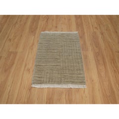 2'x2'8" Beige Geometrisches Design Handgewebte Reine Wolle Muster Matte Orientalischer Teppich