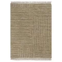 2'x2'8" Beige Geometric Design Hand Loomed Pure Wool Sample Mat Oriental Rug