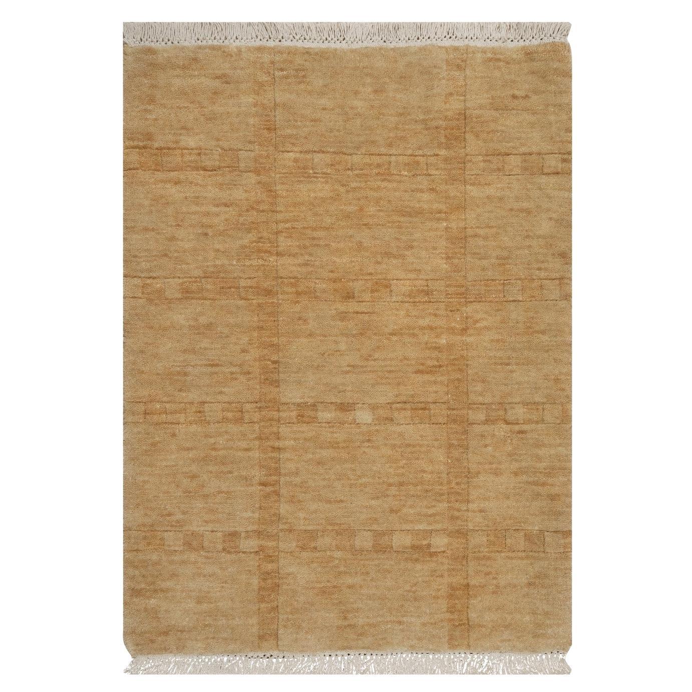 2'x2'8" Salmon Color Grid Design Hand Loomed Pure Wool Sample Mat Oriental Rug
