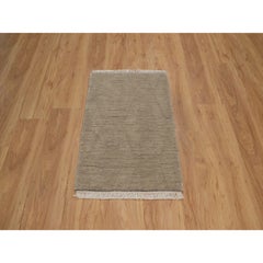 2'x2'9" Elmwood Brown Geometric Design Hand Loomed Pure Wool Sample Mat Rug