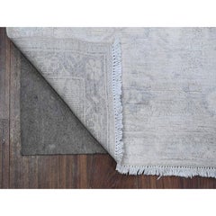 2'x2'9" Ivory Hand Knotted White Wash Peshawar Soft Wool Mat Oriental Rug