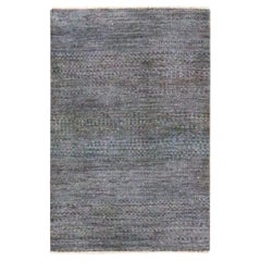 2'x3' Anchor Grey Wool with Silk Hand Knotsted Grass Design Mat Oriental Rug (tapis d'Orient)