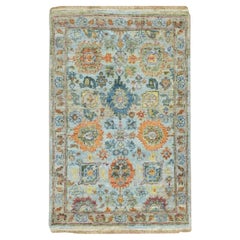 2
x3
 Baby Blue Sultanabad Reimagined Hand Knotted Pure Wool Mat Sample Rug