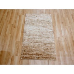2'x3' Beaver Brown Plain Solid Design Pure Sari Silk Sample Hand Knotted Rug