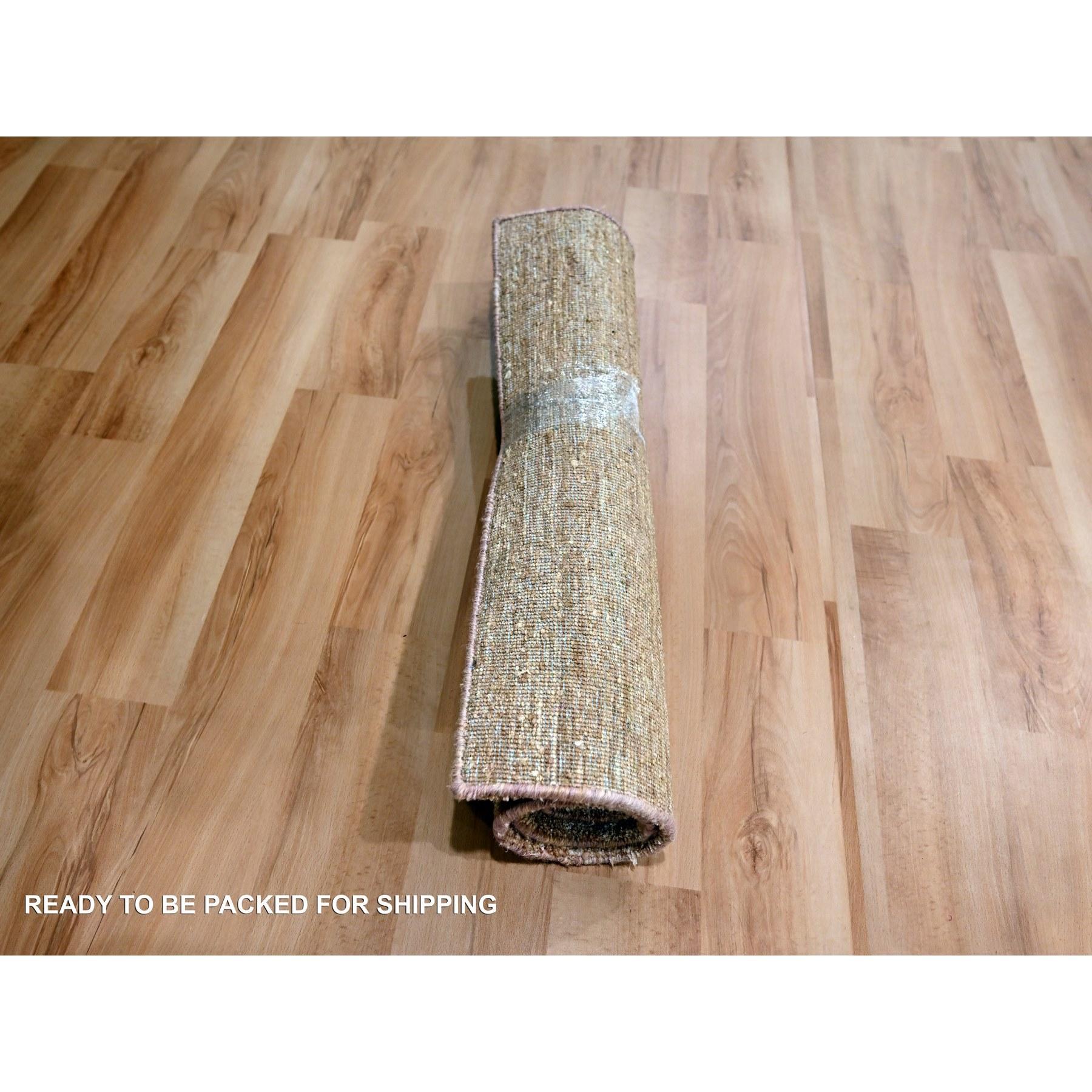 Hand-Knotted 2'x3' Beaver Brown Plain Solid Design Pure Sari Silk Sample Hand Knotted Rug For Sale