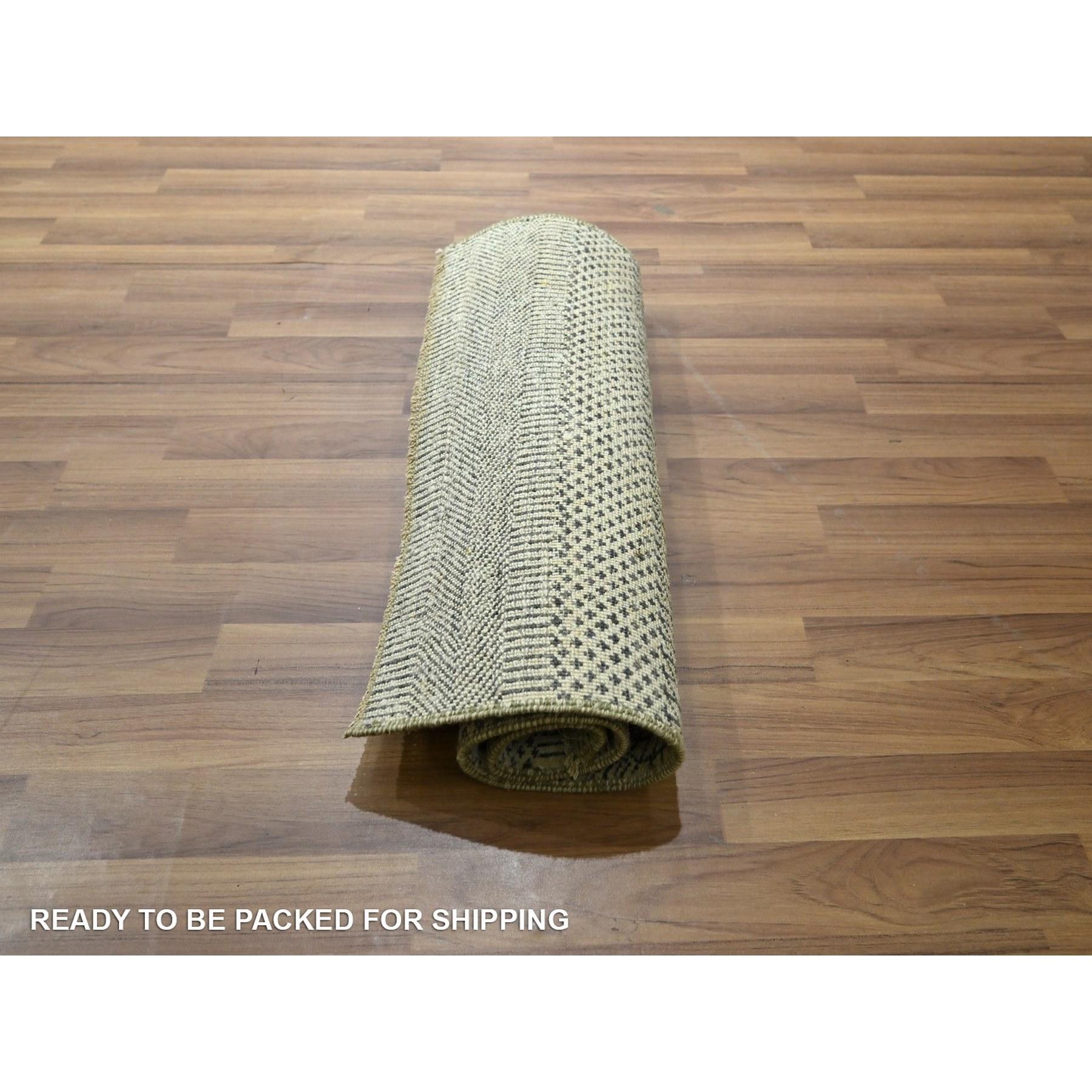 2'x3' Beige-Grau Handgeknüpftes Modernes Gras Design Wolle mit Seide Kleiner Teppich (21. Jahrhundert und zeitgenössisch) im Angebot