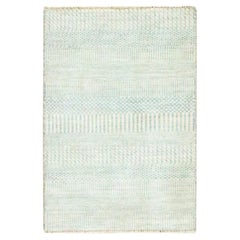 2'x3' Beige-Gray Hand Knotted Modern Grass Design Wool with Silk Small Rug