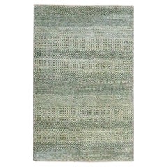 2'x3' Beige-Gray Modern Grass Design Hand Knotted Undyed Natural Wool Rug