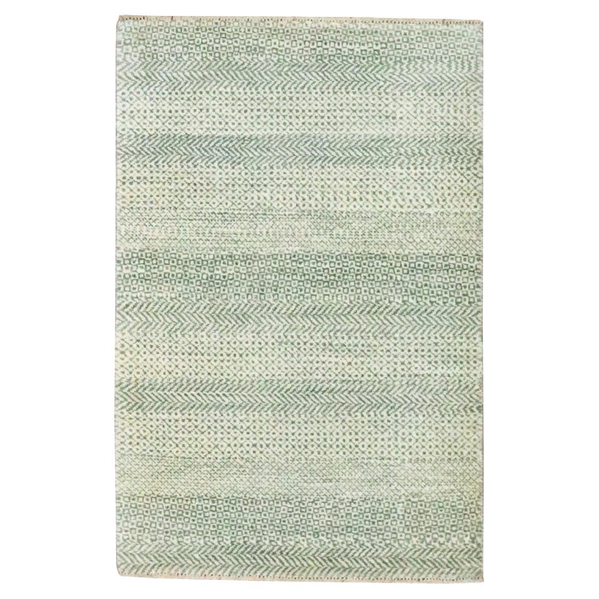 2
x3
Beige handgeknüpftes modernes Gras-Design ungefärbte natürliche Wolle Matte Teppich