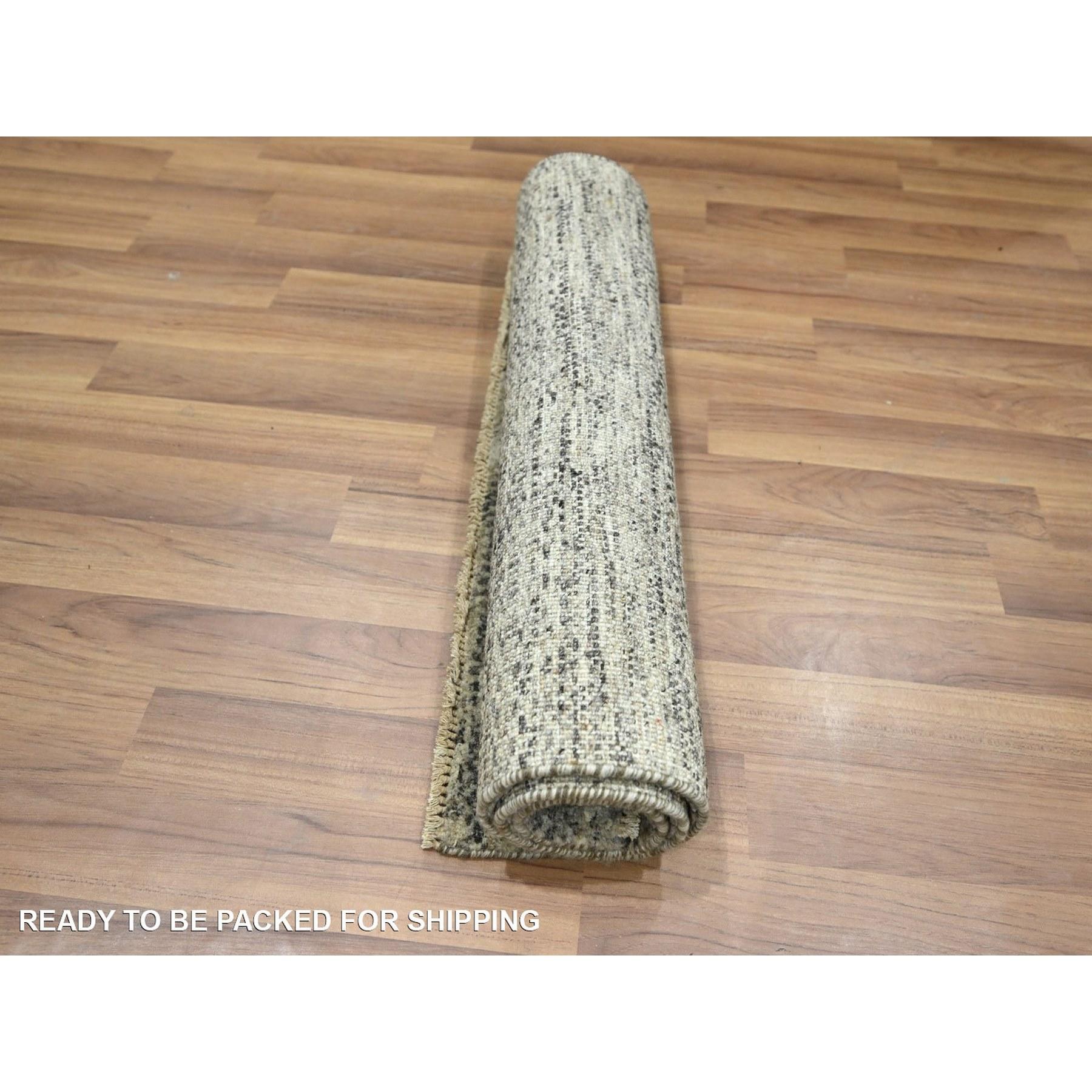 2'x3' Beige Modern Grass Design Handgeknüpft Undyed Natural Wool Matte Teppich im Zustand „Neu“ im Angebot in Carlstadt, NJ