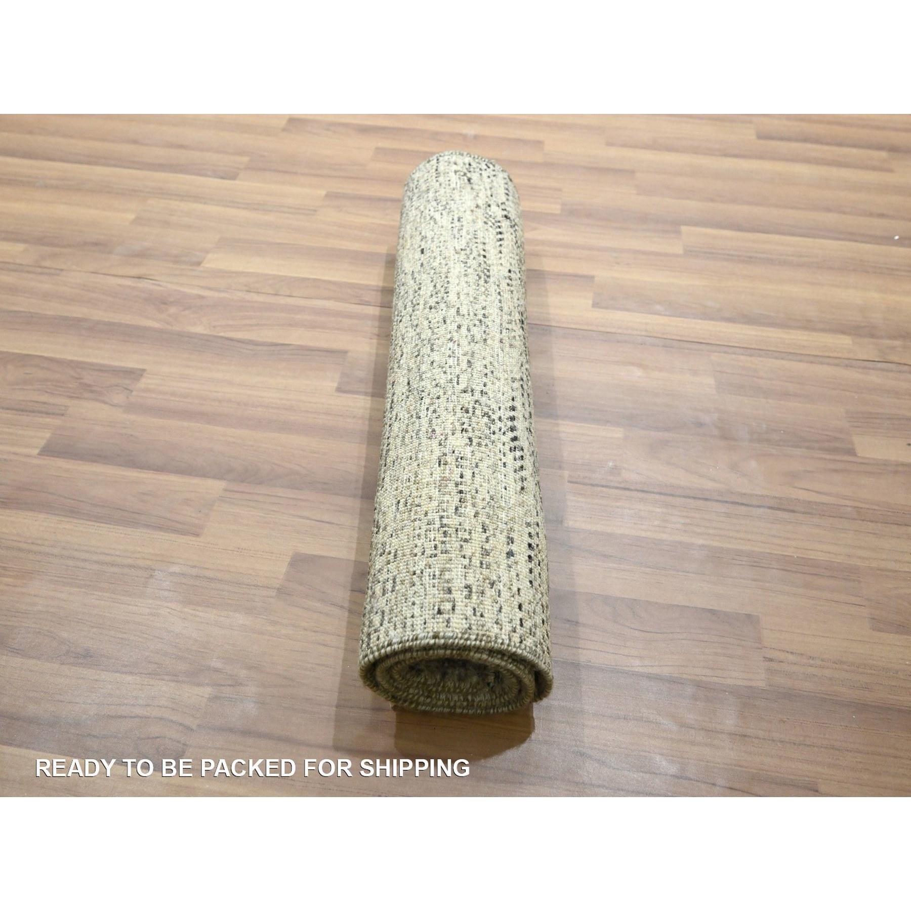 2'x3' Beige Modern Grass Design Handgeknüpft Undyed Natural Wool Matte Teppich im Zustand „Neu“ im Angebot in Carlstadt, NJ