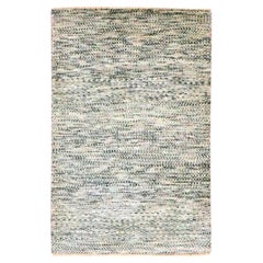 2'x3' Beige Modern Grass Design Handgeknüpft Undyed Natural Wool Matte Teppich