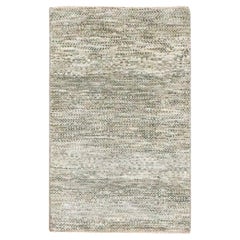 2'x3' Beige Modern Grass Design Handgeknüpft Undyed Natural Wool Matte Teppich