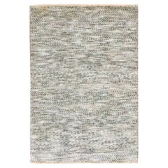 2'x3' Beige Modern Grass Design Tone on Tone Hand Knotted Natural Wool Rug