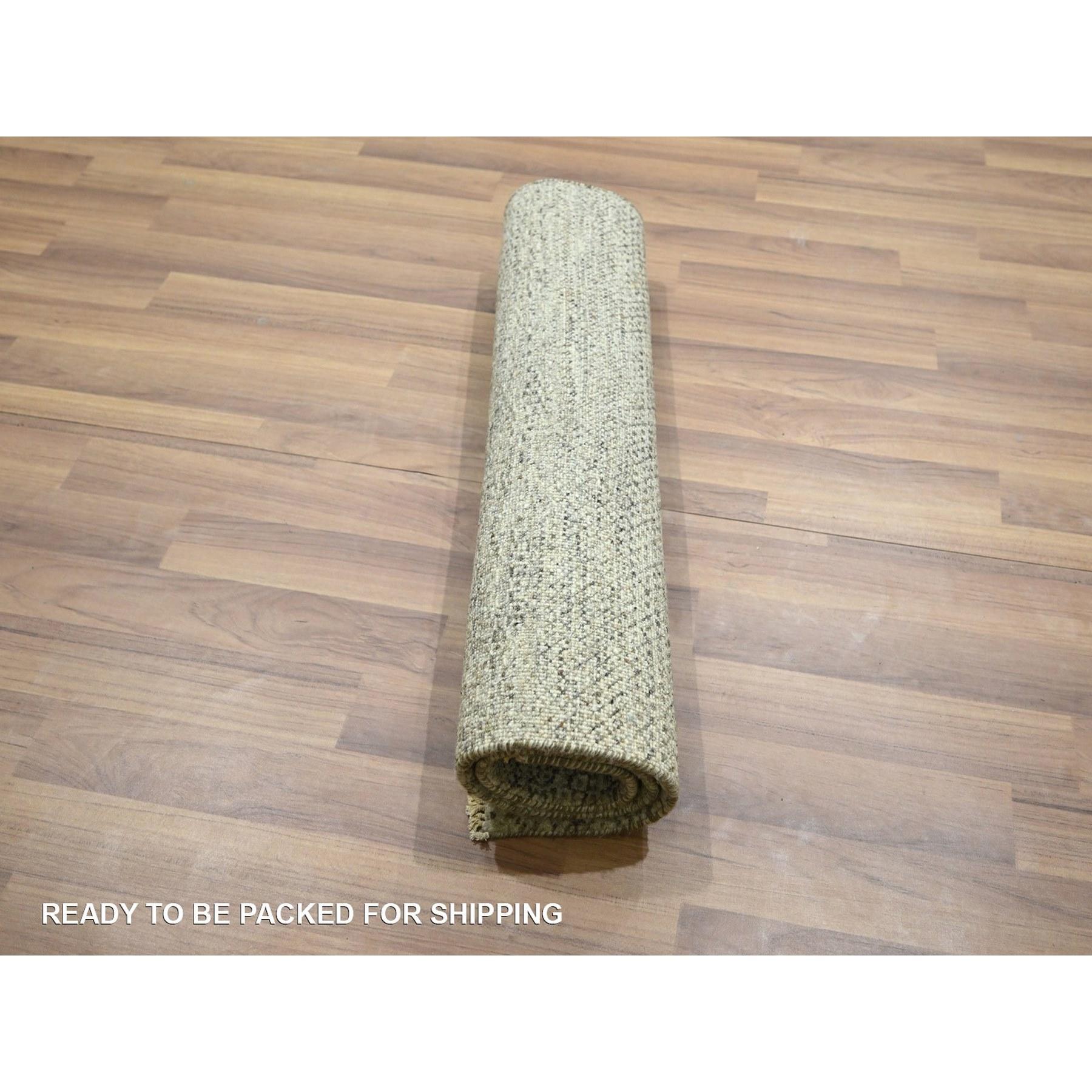 Annodato a mano Tappeto Beige Modern Grass Design Undyed in lana naturale annodata a mano 2'x3' in vendita