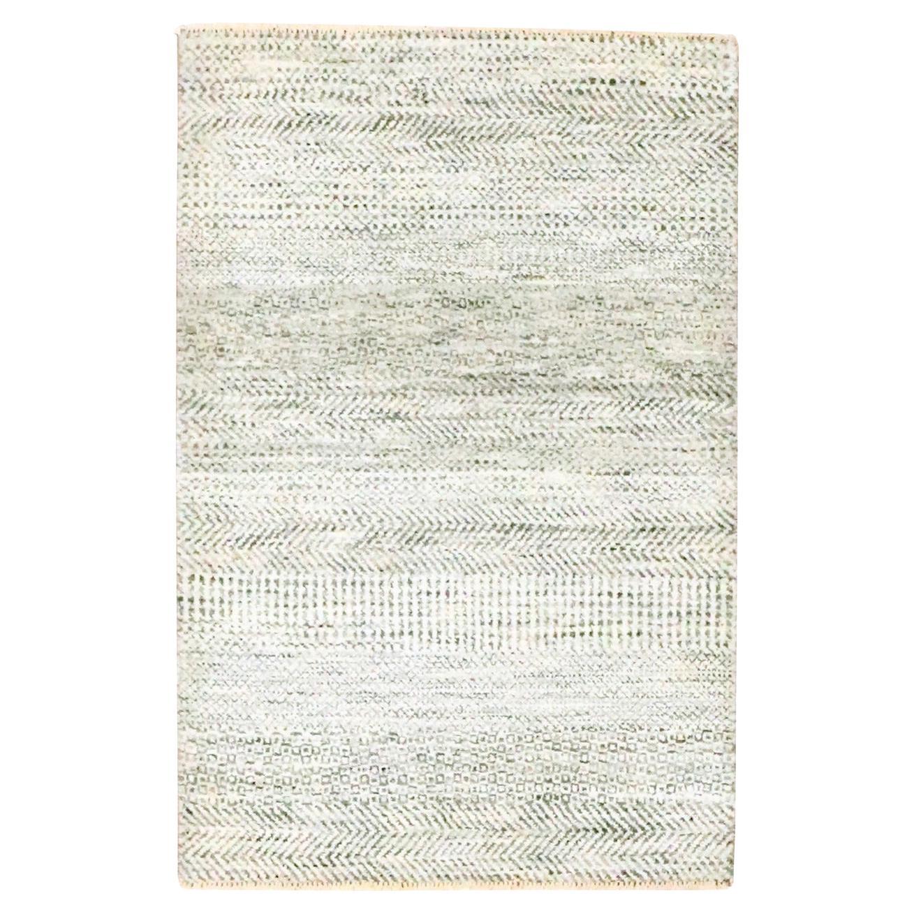 Tappeto Beige Modern Grass Design Undyed in lana naturale annodata a mano 2
x3