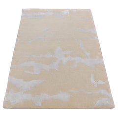 2'x3' Beige, Nepali Weave Design, Hand Knotted, Modern, Wool and Silk Rug