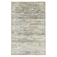 2'x3' Beige Ungefärbte Natürliche Wolle Modernes Gras Design Handgeknüpft Matte Teppich