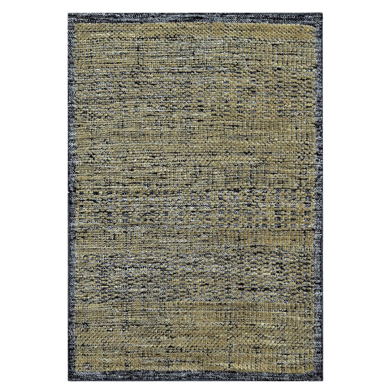 2'x3' Black & Brown Oxidized, Distressed Grass Design Hand Knotted Wool Rug For Sale