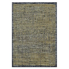 2'x3' Black & Brown Oxidized, Distressed Grass Design Hand Knotted Wool Rug