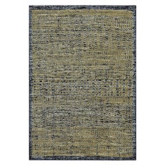 2'x3' Black & Brown Oxidized Grass Design Hand Knotted Pure Wool Sample Rug