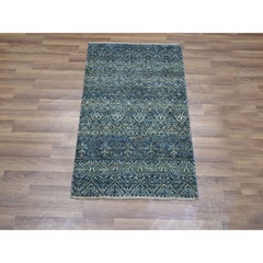 2'x3' Blue Kohinoor Herat Pattern Soft Wool Hand Knotted Mat Oriental Rug